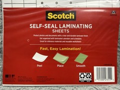 Scotch Self-Seal Laminating Sheets 10 Pack Single-Sided 9×12 LS854SS-10 3M Clear
