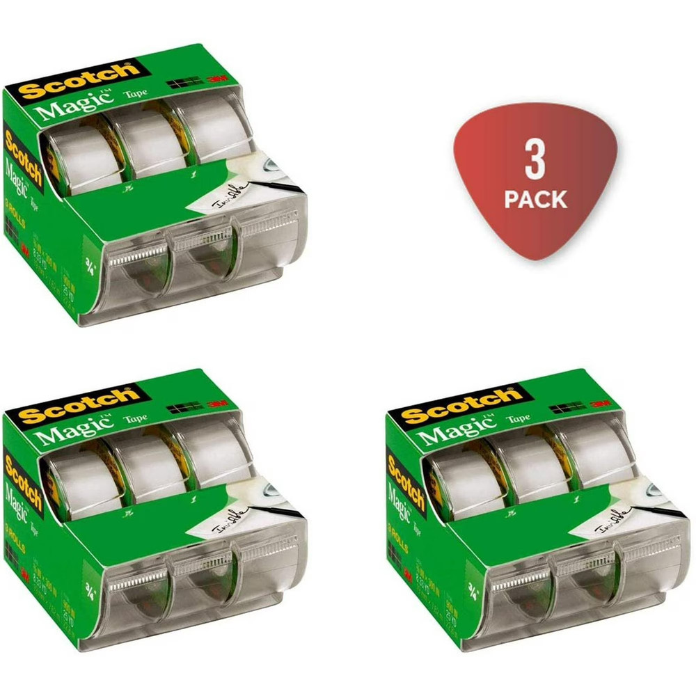 Scotch Magic Tape 3/4-Inch x 300-Inches, 3-PACK (9 Total Dispensers) Gift Wrap