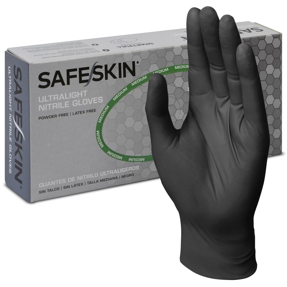 Disposable Nitrile Gloves Ultralight 2.0 Mil Black Large 100 Count Powder Free