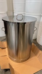 55 Gallon Stainless Steel Drum Sanitary Seamless Open Top with Lid and Handles