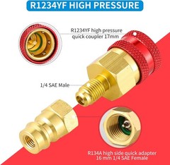 Brass Quick Coupler Set: R1234YF to R134A Adapter for Car Air Conditioning