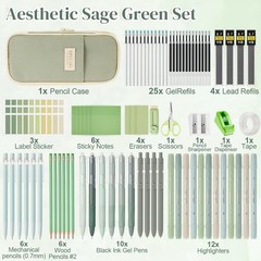 Eersida 81 Pcs Aesthetic School Supplies with Pencil Case, Pastel Highlighter…