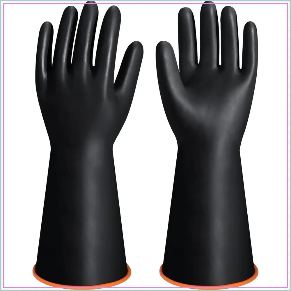 14″ XL Size Latex Chemical Resistant Gloves, Reusable Heavy Duty Long Rubber