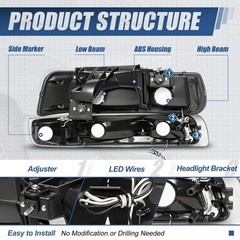 Auto Dynasty 4PCS LED DRL Headlights Assembly and Bumper Lamps Compatible with