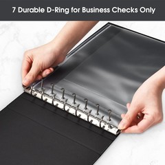 7 Ring Check Binder, 3-On-A-Page Business Checkbook Holder, 500 Checks Capacity