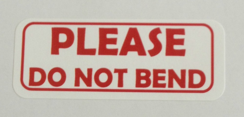 *PLEASE DO NOT BEND” Labels – 1″ x 2 5/8″ – ( 600 Total ) – 30 per sheet