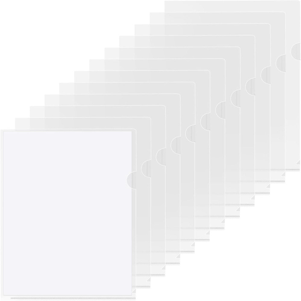 12PCS Plastic File Folder Clear Project Pocket Transparent Document Paper Jacket