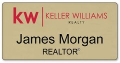 KELLER WILLIAMS REALTY GOLD WHITE OR SILVER PERSONALIZED NAME BADGE W/ MAGNET