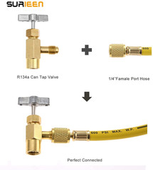 R134A Can Tap Valve with R134A Tank Adapter, 1/2″ to 1/4″ SAE Refrigerant Dispen