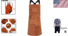 Stylish Brown Leather Apron – Adjustable Size, 6 Pockets, Flame-Resistant Safety