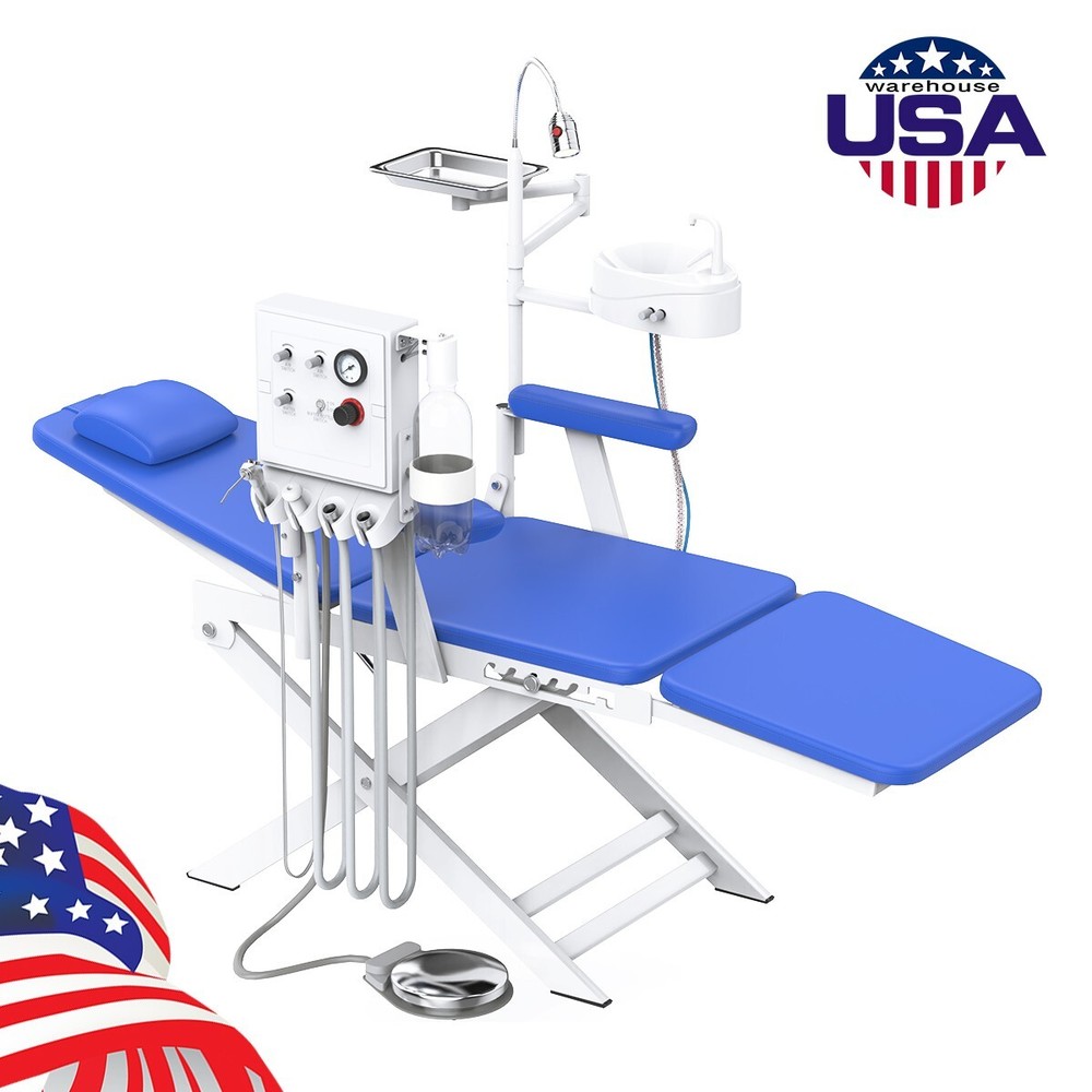 Portable Dental Folding Chair+Turbine Unit LED light Tray Water supply system