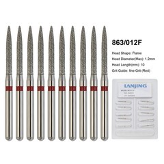 Dental Diamond Burs Flame Bur 863/010F 863/012F 863/016C 861 862 Fine High Speed