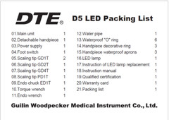 Original Woodpecker Dental DTE D1 D5 LED Ultrasonic Piezo Scaler Handpiece 110V