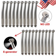 1-10 Pcs Dental Fiber Optic LED E-generator High Speed Handpiece /No LED 4 Holes