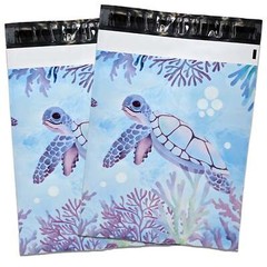 Adorable Sea Turtle 10×13 Poly Mailers Playing in Ocean Designer Cute, Durable,