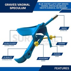 LLETZ LEEP Graves Vaginal Speculum Gynecology Surgical Medium Blue Coated German