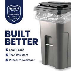 Plasticplace 95-96 Gallon Garbage Can Liners 1.5 Mil Clear Heavy Duty Trash