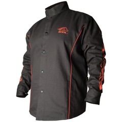 Black Stallion BSX 9oz Black w/Red Flames FR Welding Jacket (Medium) (BX9C)