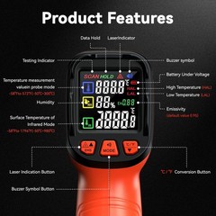 Infrared Thermometer Temperature Gun -58°F to 1796°, 16:1 Non Contact Laser T…