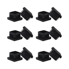 WZB 1 1×1 Square Tube End Cap Plastic Plugs 12 Pack, 1 inch x 1 inch, Black
