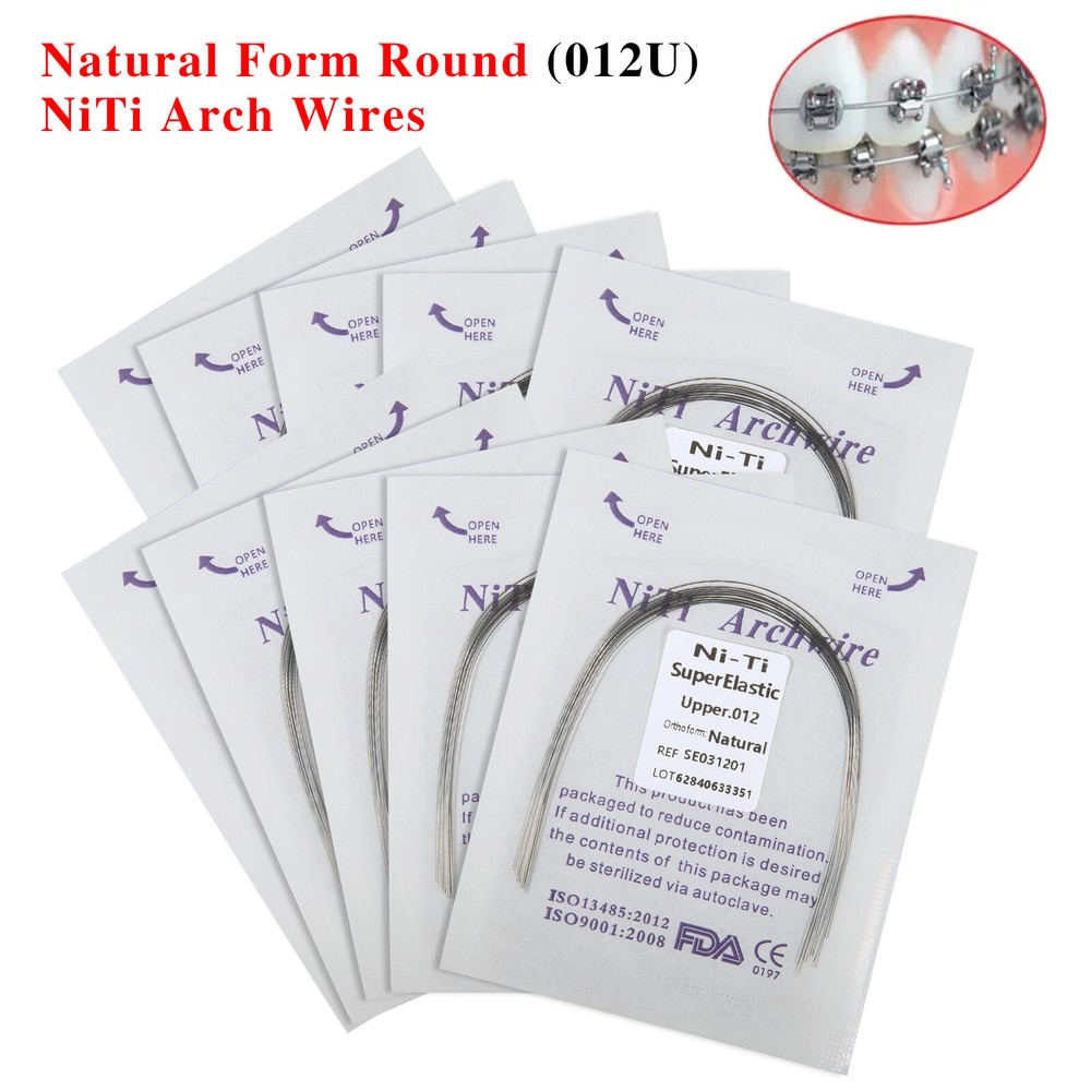 100PCS Dental Orthodontic Arch Wire Niti Super Elastic Round Natural Form 10PACK