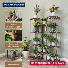 Uneedem Plant Stand Indoor Outdoor, Tall Plant Shelf for Multiple Plants, 10 tie