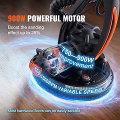 VEVOR Drywall Sander 900W Brush Motor 800-1800RPM Variable Speed & Self-Suction