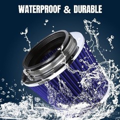 Universal Clamp-On Air Intake Filter, 76 89 102MM (3/3.5/4in) High Color: Blue
