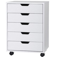 5 Drawer Dresser Rolling Clothing Storage Chest Beside Wall Mobile Store Clothes