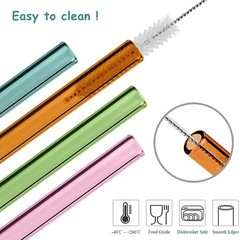 8 Pcs Reusable Glass Straws, 8″x8mm Eco-friendly Drinking Straws for Smoothies