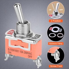 10x Waterproof Heavy Duty Toggle Switch ON/OFF 2 Terminal Car Boat SPST 15A 250V