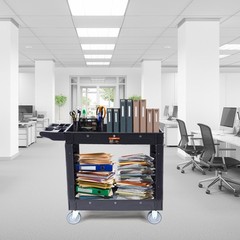 VEVOR Utility Service Cart Rolling Cart 2 Shelf 550LBS with 360° Swivel Wheels