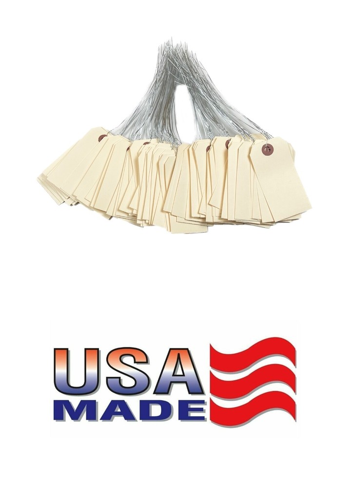 100 pcs- 33/4″ x 1 7/8″ Size 3 Manila Inventory Pre-Wired Price Tags with Wire