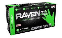 SAS Safety Raven Invue Hi-Viz Neon Green Nitrile Gloves, 7 mil Thick, 1000/Cs