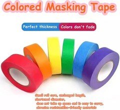 6 Rolls Colored Masking Tape，colored painters tape，0.6″ x14.3Yard Drafting Tape,