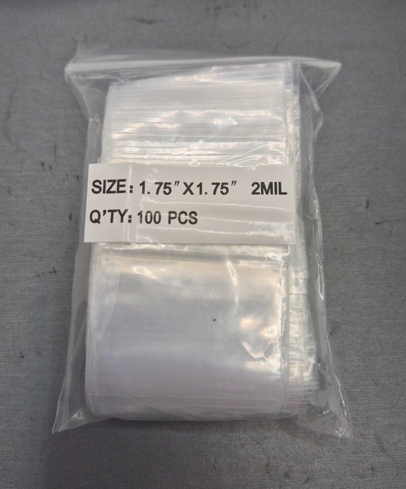 100-600pc Ziplock Bags; 1.75″ x 1.75″; 2mil; Great Quality!!