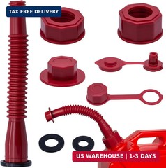 Red Gas Can Spout Replacement, 1/2/5/10 Gallon Gas Can Nozzle Kit, include 2 Dif