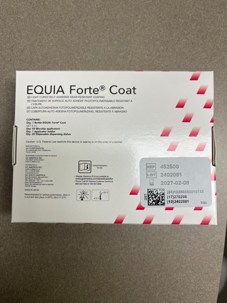 GC America Equia Forte Coat Kit- 4mL Bottle of Coat, 50 microtip applicators