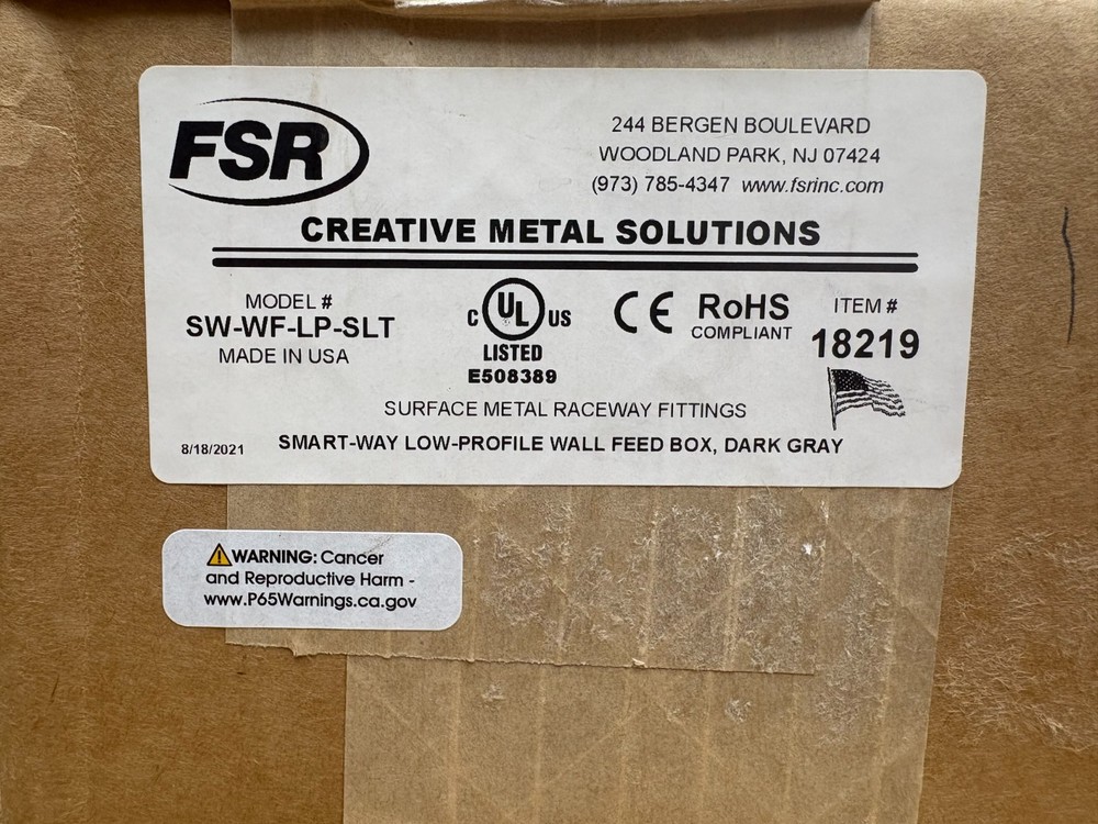 FSR Creative Metal Solutions Low Profile Wall Feed Box (P/N: SW-WF-LP-SLT)