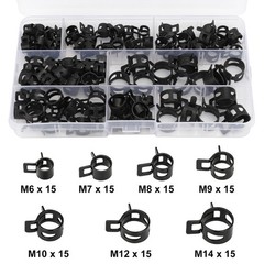 105x Hose Spring Clamps 6-14mm Fastener Fuel Water Line Pipe Air Tube Clips Kit