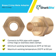 3/4 x 1 Inch Crimp MNPT Male Adapter, Brass Plumbing Fitting, PEX Pipe, Copper,