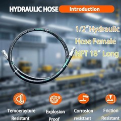 Industrial Grade 15611-08-08-18 Hydraulic Hose – 1/2″ NPT Male x 18″, 3988 PSI