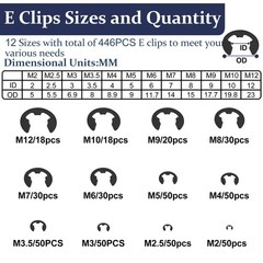 840Pcs C Clips Assortment M5M16 and E Clips Assortment Set 2.0mm12mm, Externa…
