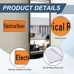 9″x3″ Electrical Room, 2Pcs Room Door Sign Self-Adhesive, Orange with Black Text