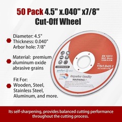 50 Pack 4-1/2″x.040″x7/8″ Cut-off Wheel – Metal & Stainless Steel Cutting Discs