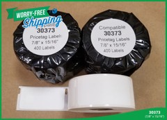 30373 Price Tag Rat Tail Style Labels 400 White Blank Thermal Adhesive BPA Free
