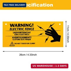 Blulu 8 Pieces Electric Fence Warning Signs 10 x 4 Inch Plastic Danger Electric