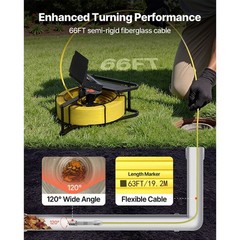 Uimoso Sewer Inspection Camera 66ft, 4.3-inch Screen, Waterproof with 6 LEDs
