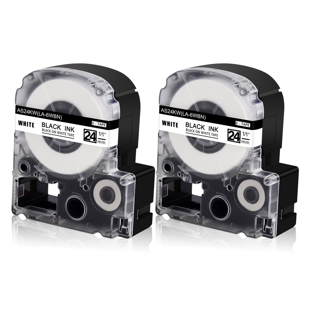 2PK Compatible with EPSON K-Sun 224BW 224BWPX 24mm Tape Black on White Label