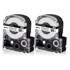 2PK Compatible with EPSON K-Sun 224BW 224BWPX 24mm Tape Black on White Label